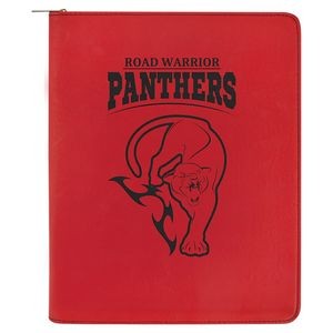 9 1/2" x 12" Red Laserable Leatherette Portfolio with Zipper and Notepad