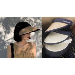 Women Straw Sun Visor Hat Wide Brim Summer UV Protection Beach Cap Foldable