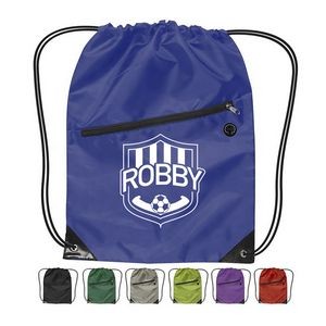 210D Drawstring Backpack With Zipper