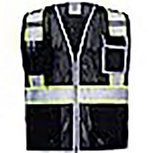 Black Class 2 High Visibility Security & Safety Vest with Zipper & Pockets