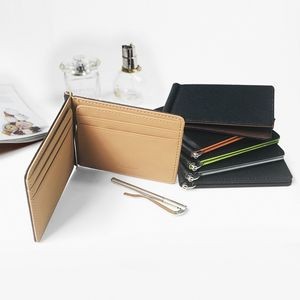 PU Leather Covered Card Wallet Metal Clip