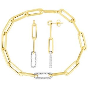 Jilco Inc. Diamond Paperclip Bracelet & Earring Set