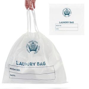 Hotel Laundry Bags Plastic with Drawstring Closure Writing Strips Dirty Clothes Bag for Travel