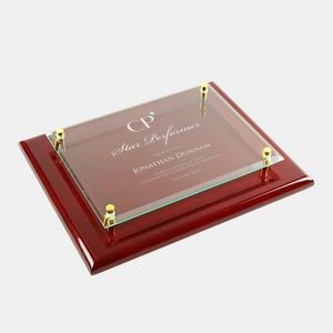 Rosewood Piano Finish Clear Glass Wall Plaque (Large)