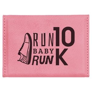 Business Card Holder, Pink Faux Leather, 3 3/4" x 2 3/4"