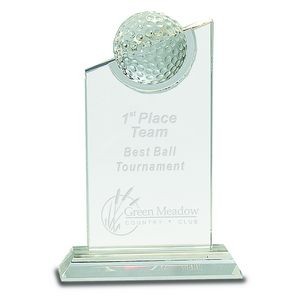 8" Clear Crystal with Inset Crystal Golf Ball on Clear Base