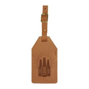 Full-Grain Leather Luggage Tag with a Window and Buckle Strap | Info Card | Handmade in the US