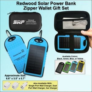 Redwood Solar Power Bank Zipper Wallet Gift Set 3000 mAh - Blue