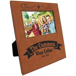 4"x6" Large Engraving Area Photo Frame, Rawhide Laserable Leatherette