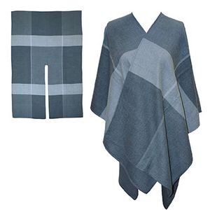 Light Grey and Dark Gray Plaid Blanket Wrap