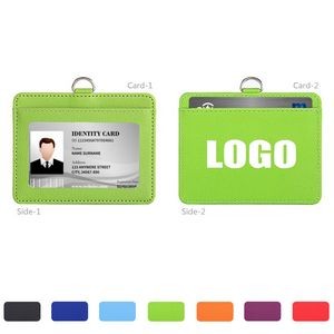 Horizontal Dual Side PU Leather Card Holder