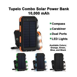 10000mAh Solar Power Bank Charger w/Compass & Flashlight - CPSIA Compliant