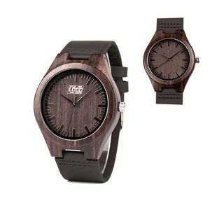 Wood Watch with Leather Strap