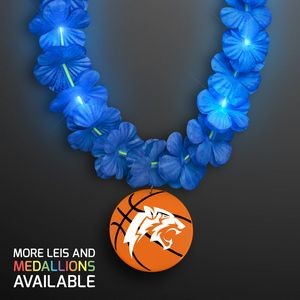 LED Blue Lei Necklace with Basketball Medallion - Domestic Print