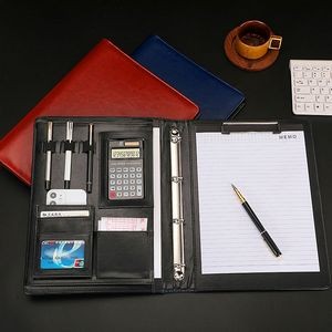 Leather Zippered Portfolio w/Calculator