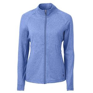 Cutter and Buck Ladies Adapt Eco Knit Heather Recycled Pullover (Full Zip)