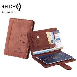 PU RFID Waterproof Passport Document Holder Wallet with Magnetic Clasp