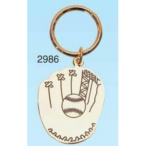 2" Brass Baseball Glove Key Ring (Engraved)
