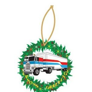 Semi Truck Promotional Wreath Ornament w/ Black Back (2 Square Inch)