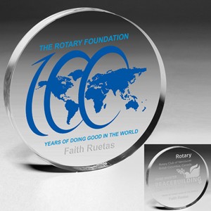 Laser Engraved Acrylic Circle Paperweight (4"x 3/4")