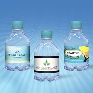 8oz. Custom Label Water w/Berry Blue Flat Cap - Clear Bottle