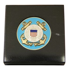 Jet Black Marble Paper Weight with Medallion Recess (3"x5/8"x3")