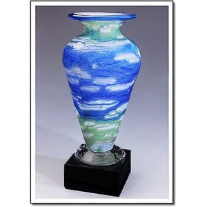 Van Gogh Athena Art Glass Vase w/ Marble Base (5"x11.75")