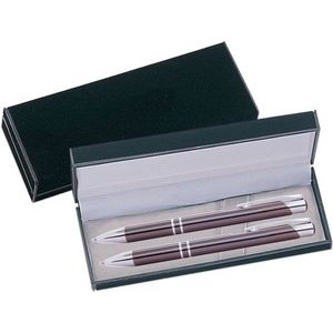 JJ Series Pen and Pencil Gift Set in Black Velvet Gift Box - Gunmetal Gray pen and pencil