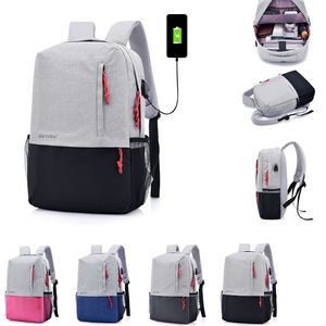 USB Connector Snow Canvas Laptop Backpack