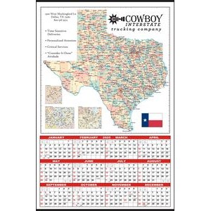 Large Texas State Map Year-In-View® Calendar