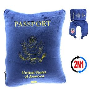US Passport 2-In-1 Detailed Passport Cushion and Neck Pillow
