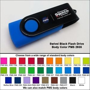 Swivel Black Flash Drive - 64 GB Memory - Body PMS 2935