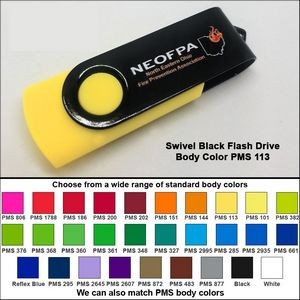 Swivel Black Flash Drive - 64 GB Memory - Body PMS 113