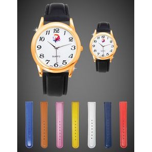 His or Hers Leather Band Watch- GOLD Case Watch