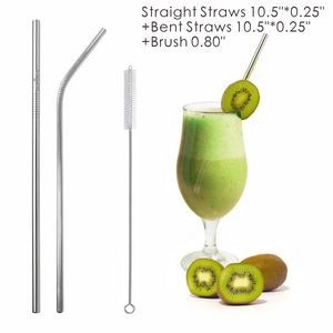 3 Pack Stainless Steel Straw Set with Brush, Metal Straw Kit