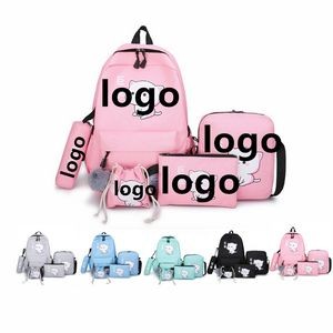 5-Piece Multi Function Fashion School Bag Set Kit