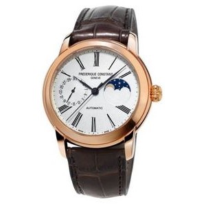 Citizen® Frederique Constant Men's Classic Moonphase Watch w/Brown Croc Leather Strap