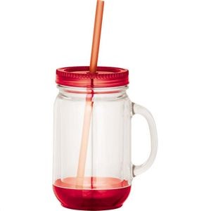 Double Wall Plastic Jars with Handle and Straw