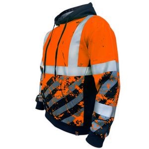 American Flag Class 3 Type-R Orange Reflective Safety Hoodie