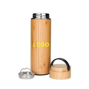 16oz Leakproof Bamboo Thermos
