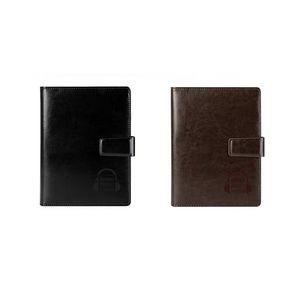 A5 Leather Padfolio Notebook with Magnetic Clip