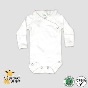 Baby Kimono Bodysuit White 65% Polyester 35% Cotton- Laughing Giraffe®