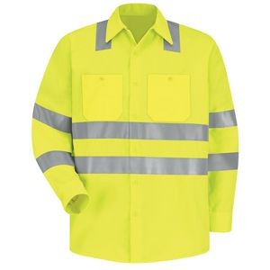 Red Kap™ Hi-Visibility Long Sleeve Work Shirt (Class 3 Level 2) Yellow