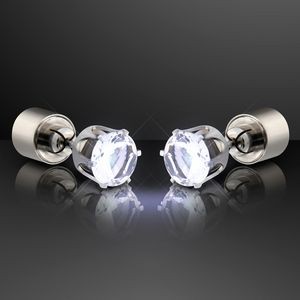 White LED Faux Diamond Pierced Earrings - BLANK