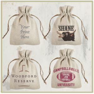 5"x 7" Custom Printed Natural Linen Pouch with Jute Drawstring