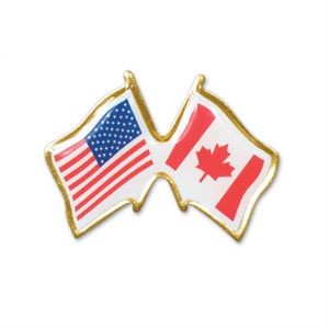 Double Waving Flags Printed Stock Lapel Pin