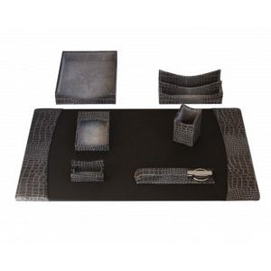 Protacini® Italian Castlerock Gray Patent Leather Desk Set (7 Piece)