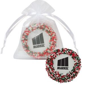 Custom Chocolate Covered Oreo® Organza Bag - Holiday Nonpareil Sprinkles