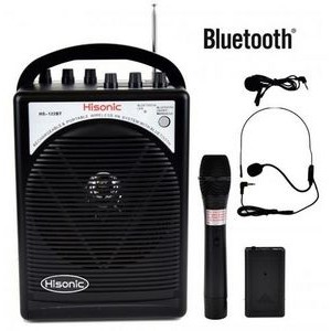 Hisonic® Portable PA System w/2 Channel Wireless Mics + 1 Belt Pack