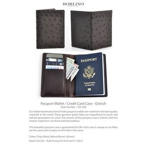 Ostrich Leather Passport Cover and Wallet - Walnut